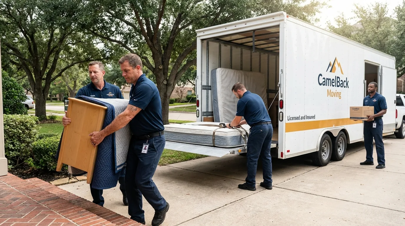 Crew loading residential truck for cross-state move from Sterling, MA