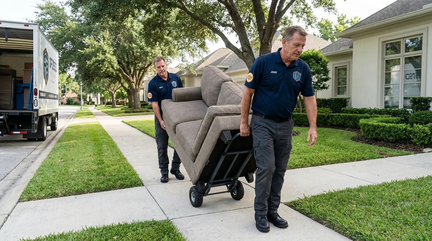 Local residential moving crew loading furniture in Sterling, MA
